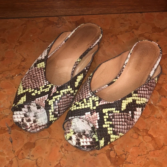 Madewell Erica peep-toe mule Leather snake python slides - Picture 6 of 9